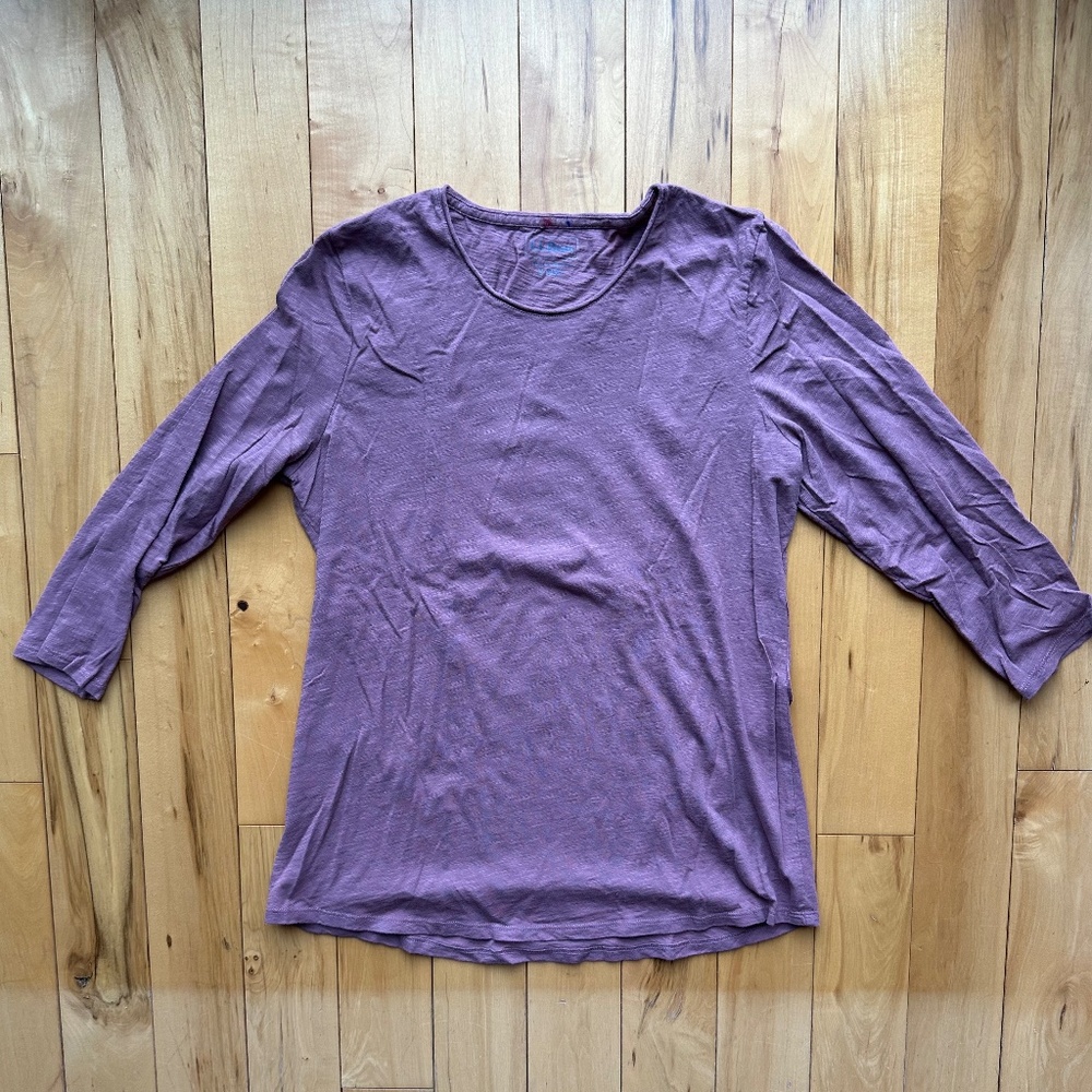 LL Bean Pima Cotton‎ Shaped Tee, Three-Quarter-Sleeve Jewelneck